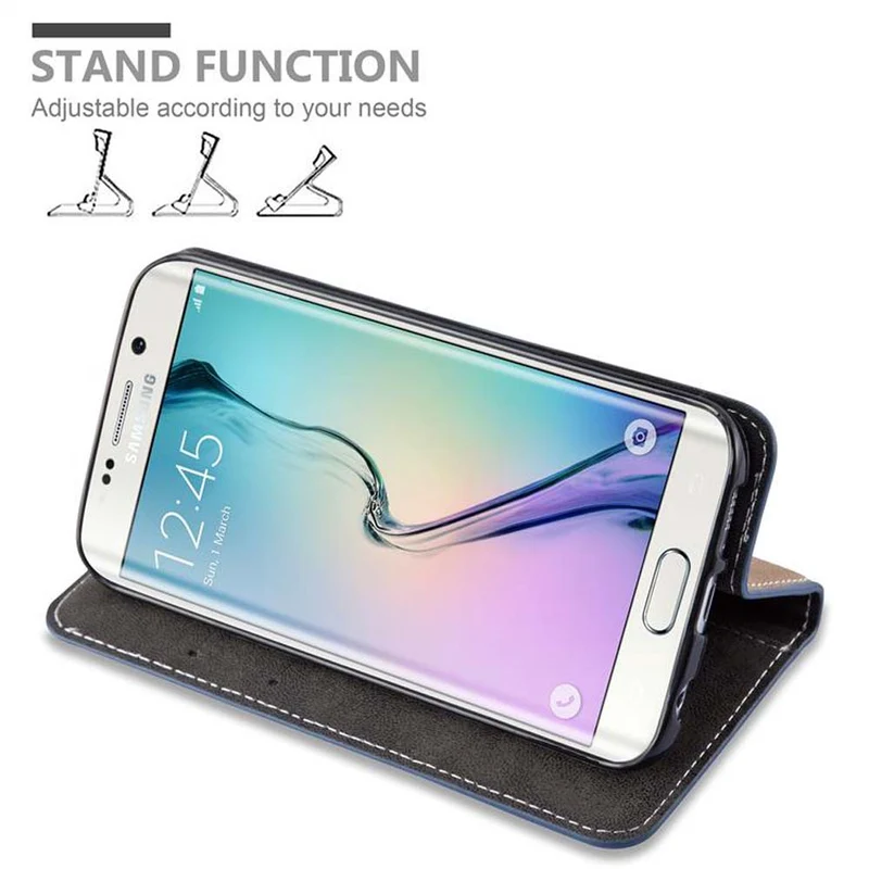 Cadorabo Hülle kompatibel mit Samsung Galaxy S6 EDGE PLUS Schutzhülle mit Magnetverschluss, Standfunktion und Kartenfach
