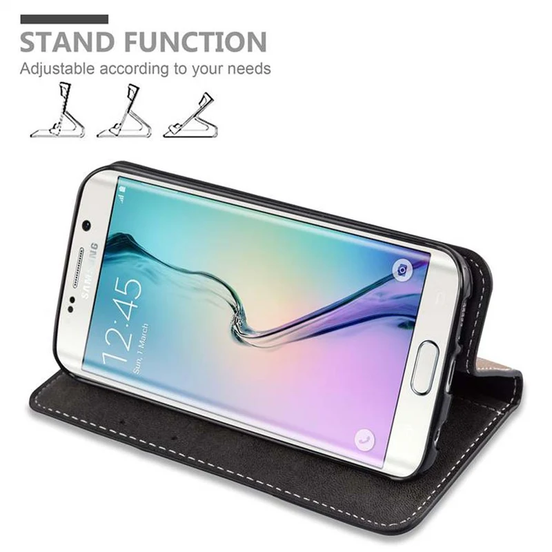 Cadorabo Hülle kompatibel mit Samsung Galaxy S6 EDGE PLUS Schutzhülle mit Magnetverschluss, Standfunktion und Kartenfach