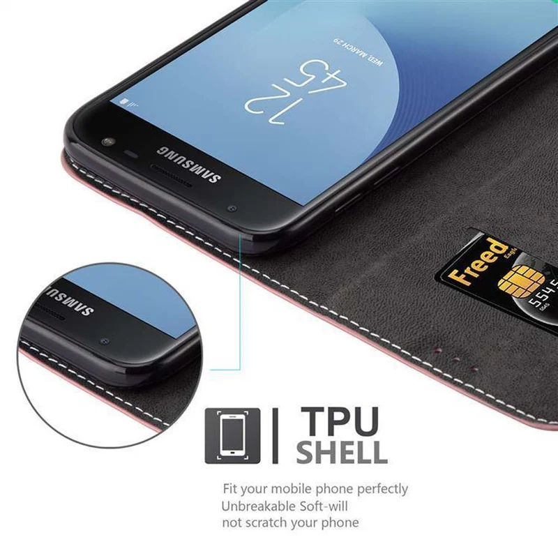 Cadorabo Hülle kompatibel mit Samsung Galaxy J7 2017 / J7 PRO Schutzhülle mit Magnetverschluss, Standfunktion und Kartenfach