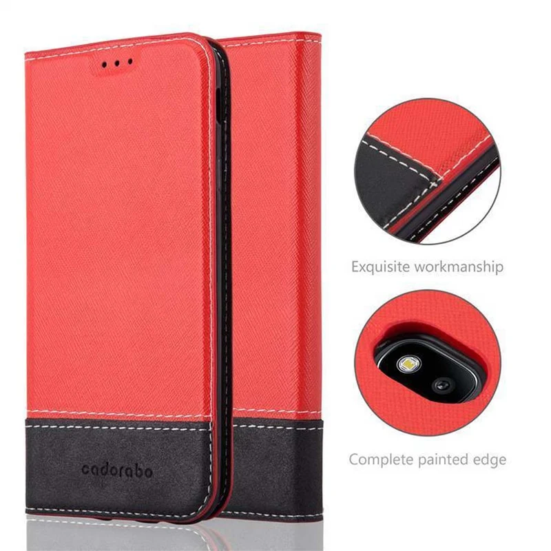 Cadorabo Hülle kompatibel mit Samsung Galaxy J3 2017 Schutzhülle mit Magnetverschluss, Standfunktion und Kartenfach