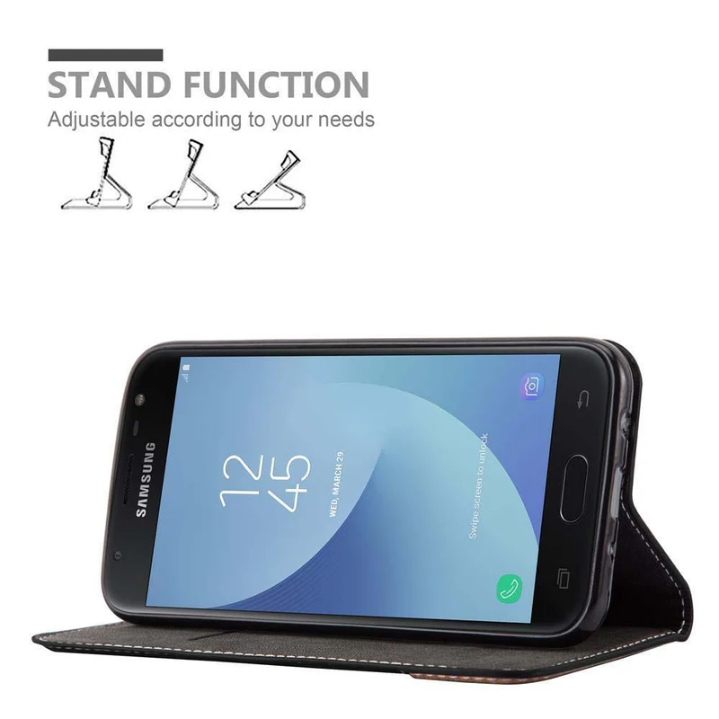 Cadorabo Hülle kompatibel mit Samsung Galaxy J3 2017 Schutzhülle mit Magnetverschluss, Standfunktion und Kartenfach
