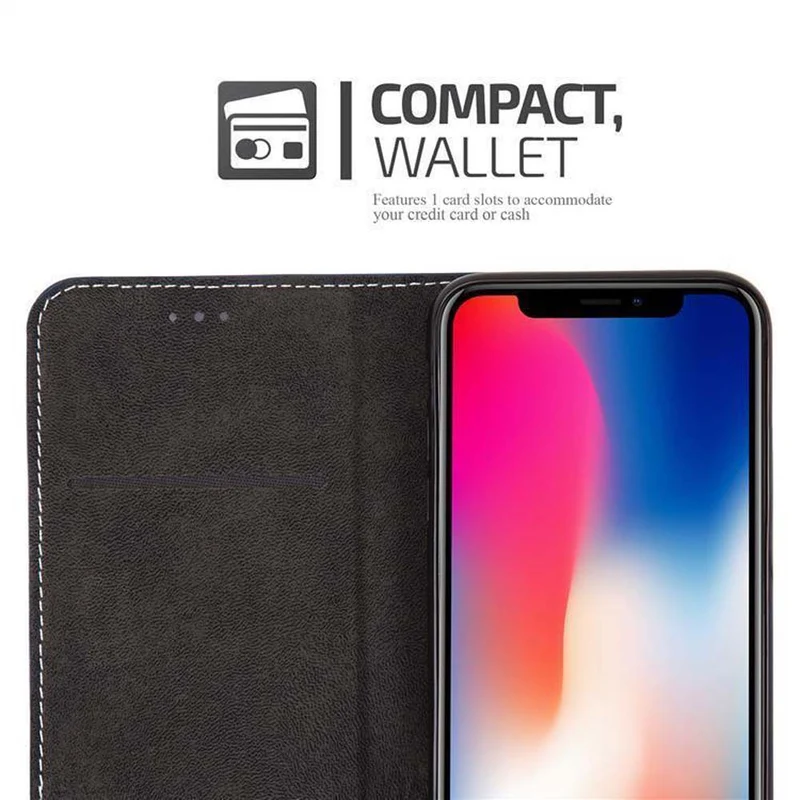 Cadorabo Hülle kompatibel mit Apple iPhone X / XS Schutzhülle mit Magnetverschluss, Standfunktion und Kartenfach