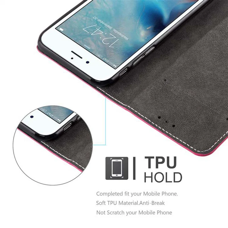 Cadorabo Hülle kompatibel mit Apple iPhone 6 PLUS / 6S PLUS Schutzhülle mit Magnetverschluss, Standfunktion und Kartenfach