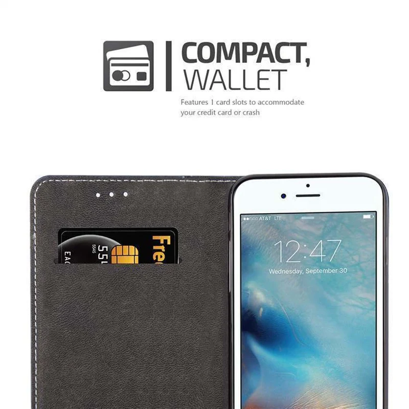 Cadorabo Hülle kompatibel mit Apple iPhone 6 PLUS / 6S PLUS Schutzhülle mit Magnetverschluss, Standfunktion und Kartenfach