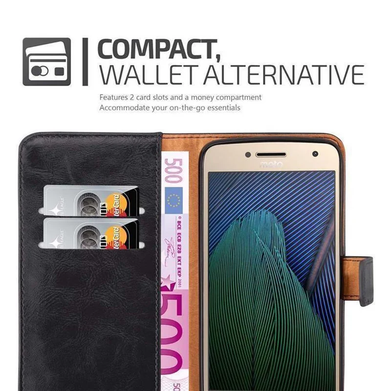 Cadorabo Hülle kompatibel mit Motorola MOTO G5 PLUS Schutzhülle mit Magnetverschluss, Standfunktion und Kartenfach