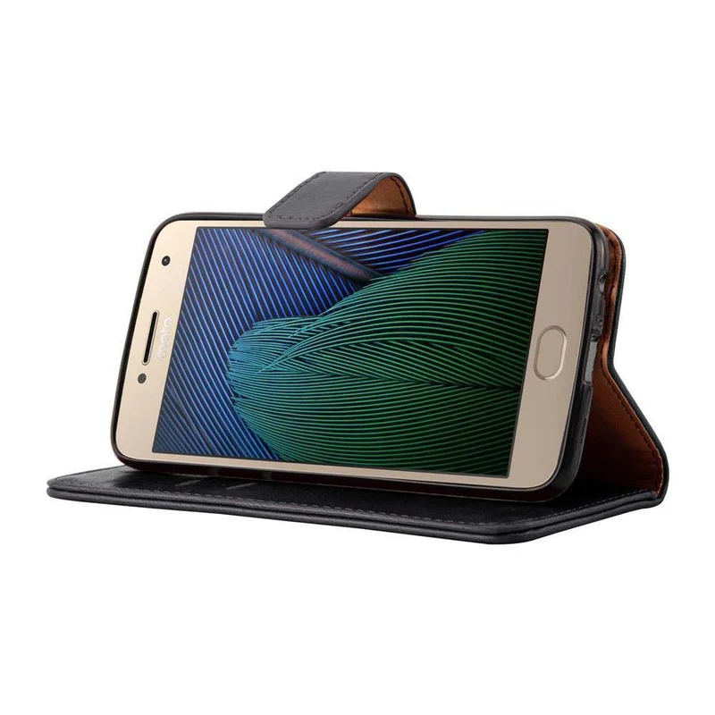 Cadorabo Hülle kompatibel mit Motorola MOTO G5 PLUS Schutzhülle mit Magnetverschluss, Standfunktion und Kartenfach