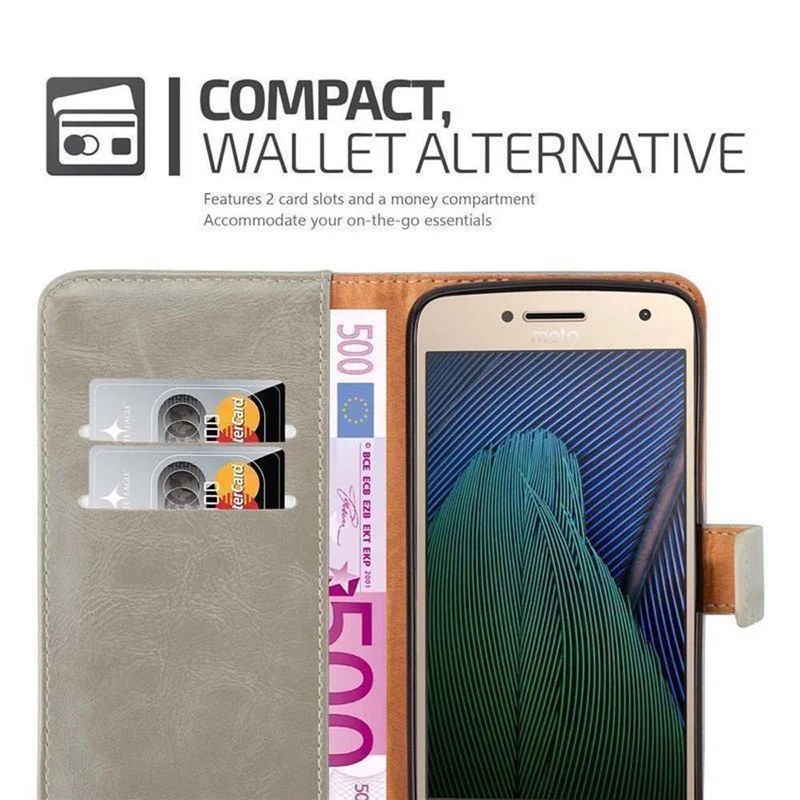 Cadorabo Hülle kompatibel mit Motorola MOTO G5 PLUS Schutzhülle mit Magnetverschluss, Standfunktion und Kartenfach