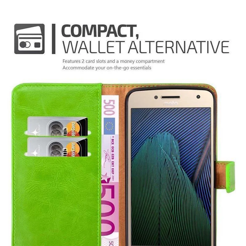 Cadorabo Hülle kompatibel mit Motorola MOTO G5 PLUS Schutzhülle mit Magnetverschluss, Standfunktion und Kartenfach