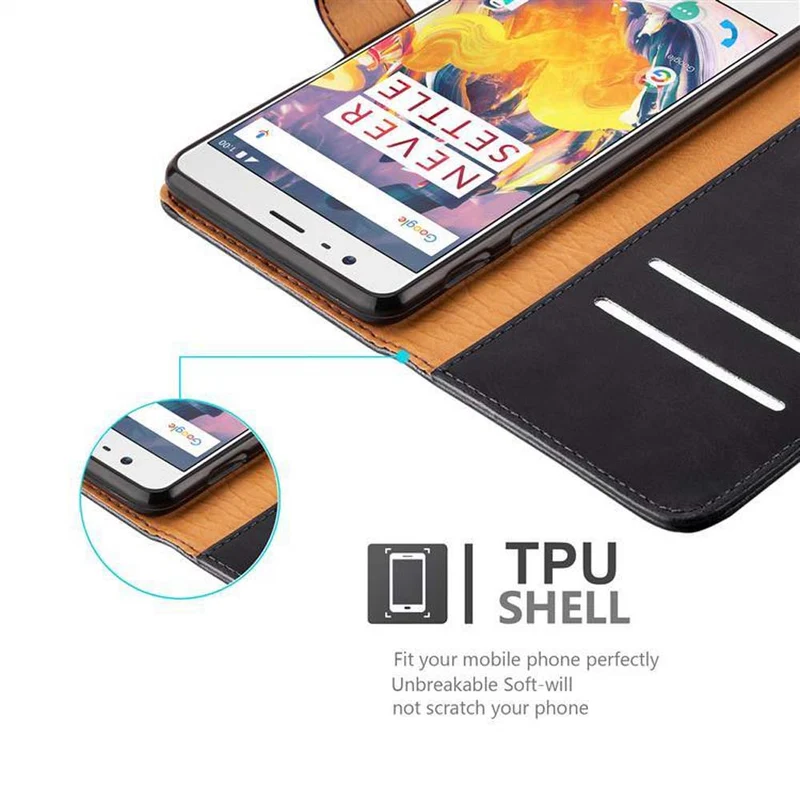 Cadorabo Hülle kompatibel mit OnePlus 3 / 3T Schutzhülle mit Magnetverschluss, Standfunktion und Kartenfach
