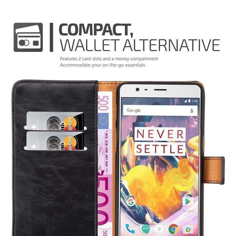 Cadorabo Hülle kompatibel mit OnePlus 3 / 3T Schutzhülle mit Magnetverschluss, Standfunktion und Kartenfach