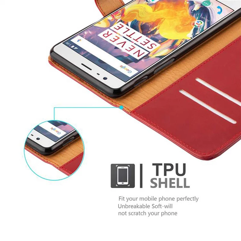 Cadorabo Hülle kompatibel mit OnePlus 3 / 3T Schutzhülle mit Magnetverschluss, Standfunktion und Kartenfach