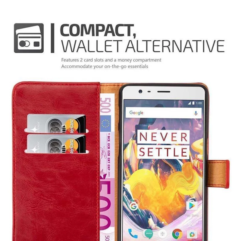 Cadorabo Hülle kompatibel mit OnePlus 3 / 3T Schutzhülle mit Magnetverschluss, Standfunktion und Kartenfach