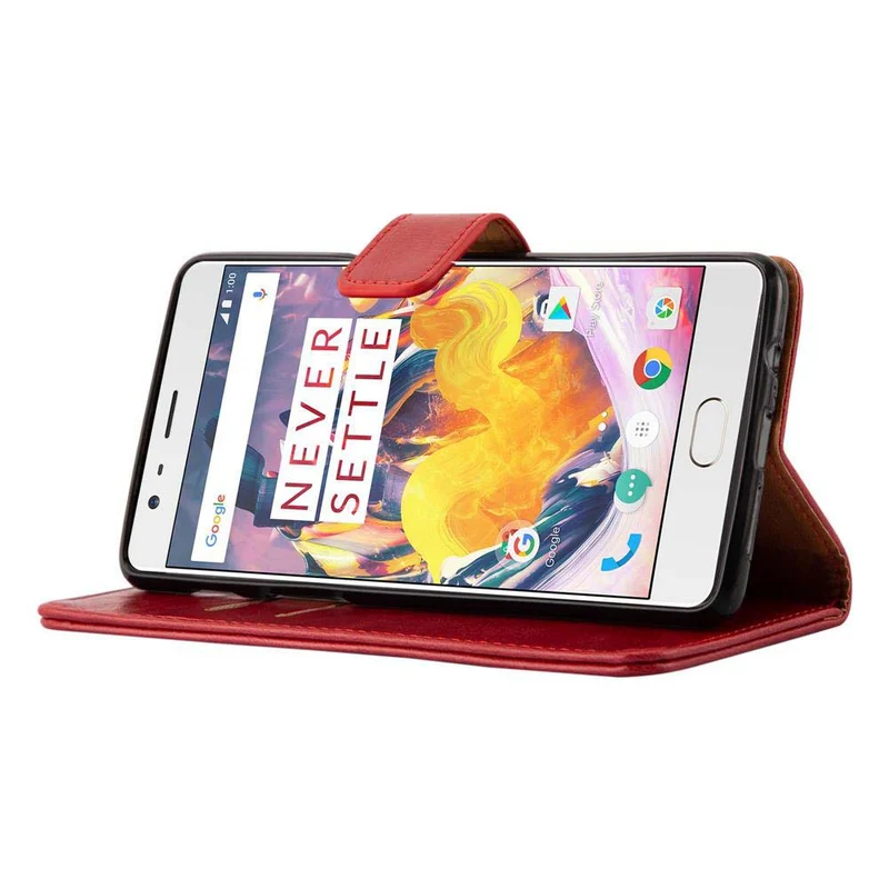 Cadorabo Hülle kompatibel mit OnePlus 3 / 3T Schutzhülle mit Magnetverschluss, Standfunktion und Kartenfach
