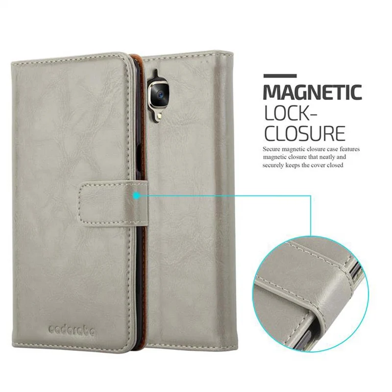 Cadorabo Hülle kompatibel mit OnePlus 3 / 3T Schutzhülle mit Magnetverschluss, Standfunktion und Kartenfach