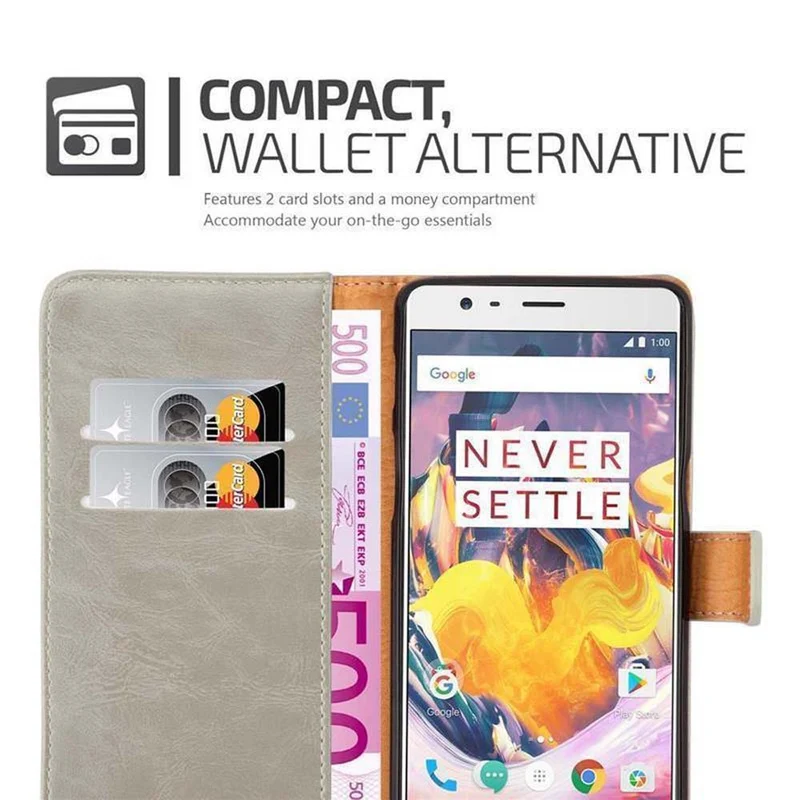 Cadorabo Hülle kompatibel mit OnePlus 3 / 3T Schutzhülle mit Magnetverschluss, Standfunktion und Kartenfach