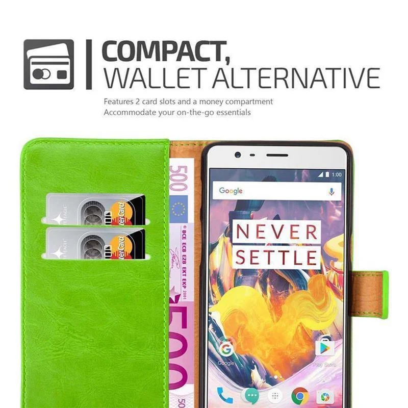 Cadorabo Hülle kompatibel mit OnePlus 3 / 3T Schutzhülle mit Magnetverschluss, Standfunktion und Kartenfach