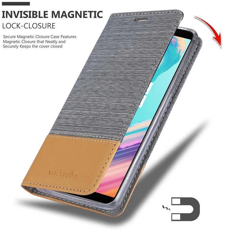 Cadorabo Hülle kompatibel mit OnePlus 5T Schutzhülle mit Magnetverschluss, Standfunktion und Kartenfach