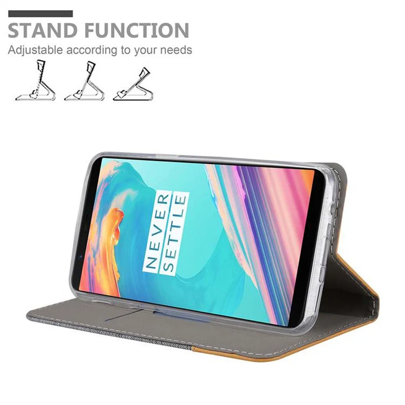 Cadorabo Hülle kompatibel mit OnePlus 5T Schutzhülle mit Magnetverschluss, Standfunktion und Kartenfach