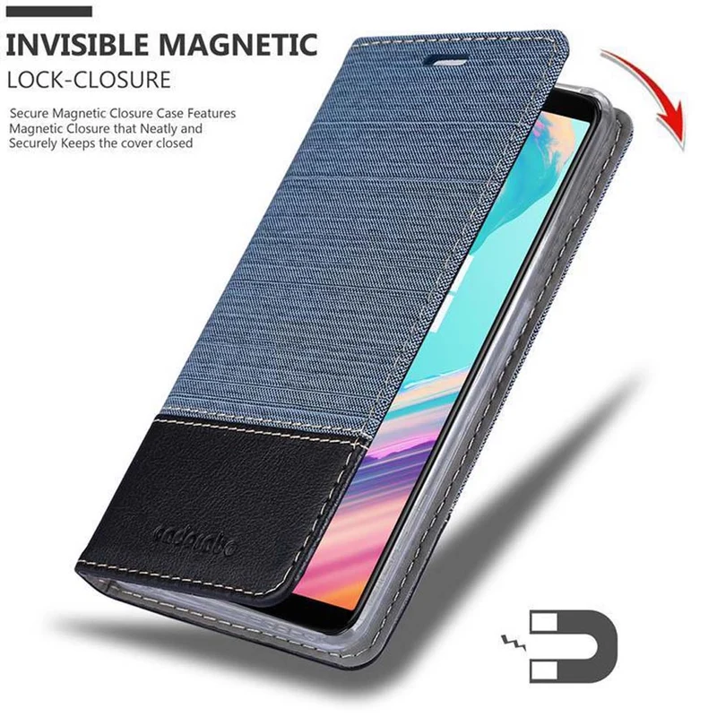 Cadorabo Hülle kompatibel mit OnePlus 5T Schutzhülle mit Magnetverschluss, Standfunktion und Kartenfach