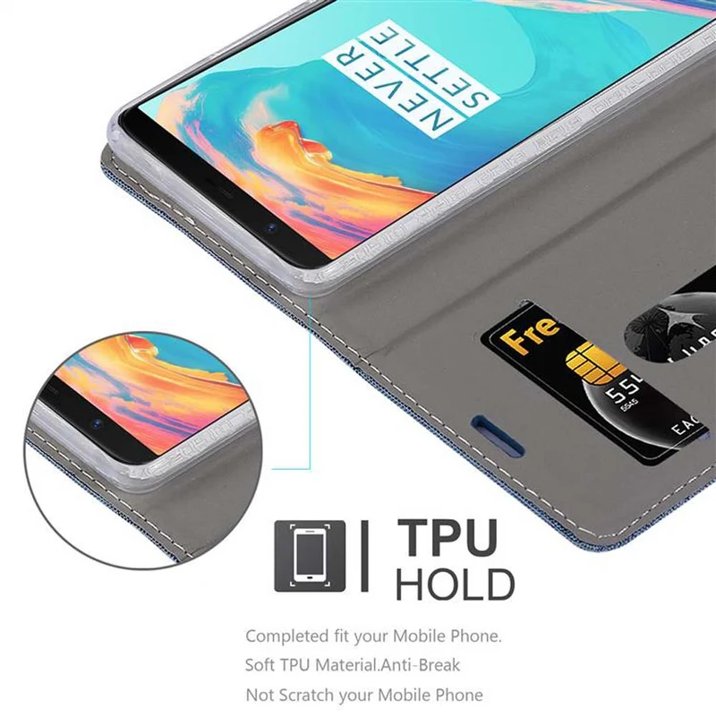 Cadorabo Hülle kompatibel mit OnePlus 5T Schutzhülle mit Magnetverschluss, Standfunktion und Kartenfach