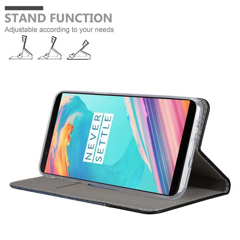 Cadorabo Hülle kompatibel mit OnePlus 5T Schutzhülle mit Magnetverschluss, Standfunktion und Kartenfach
