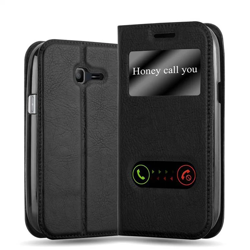 Cadorabo Hülle kompatibel mit Samsung Galaxy TREND LITE Schutzhülle mit Magnetverschluss, Standfunktion und 2 Sichtfenstern