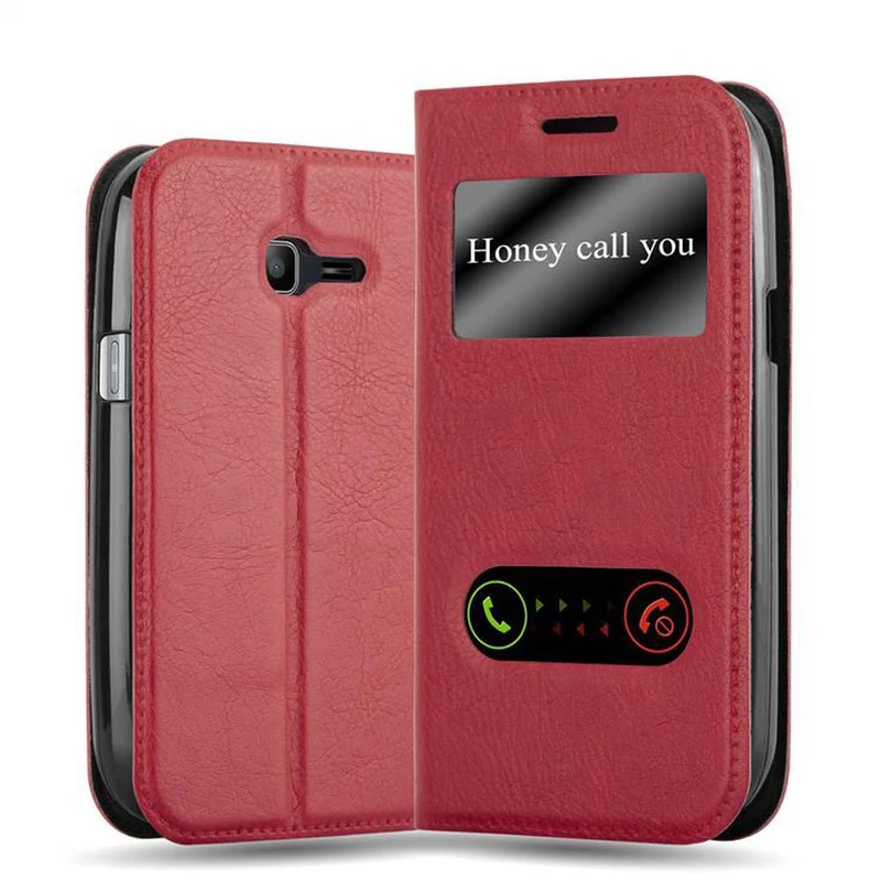 Cadorabo Hülle kompatibel mit Samsung Galaxy TREND LITE Schutzhülle mit Magnetverschluss, Standfunktion und 2 Sichtfenstern