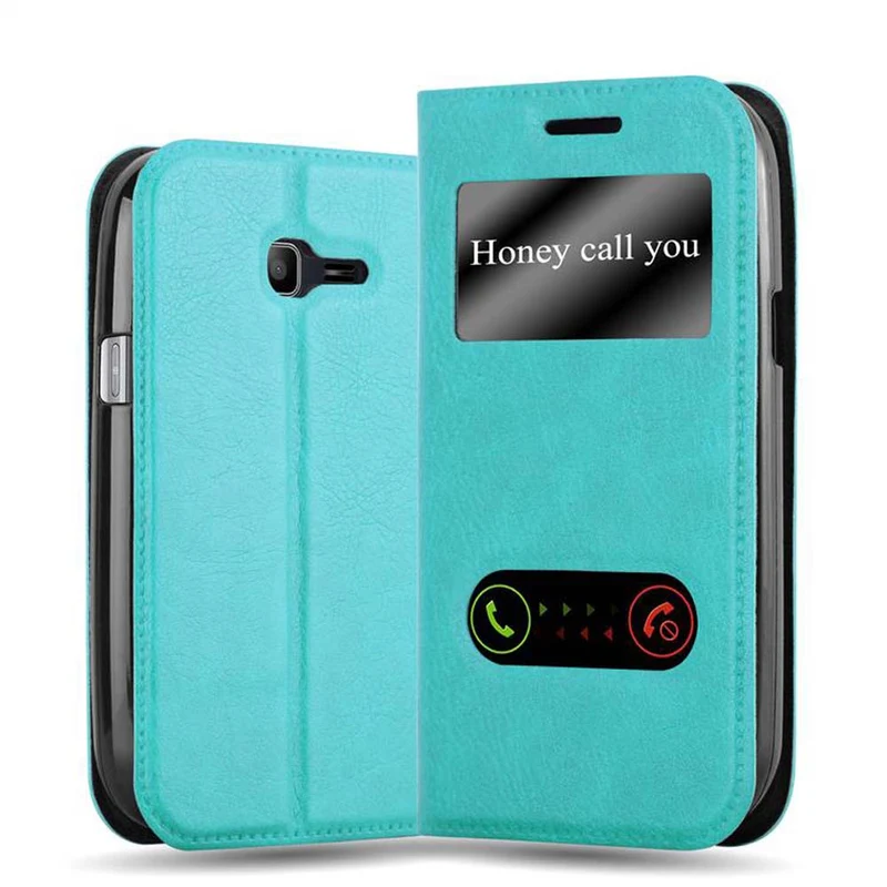 Cadorabo Hülle kompatibel mit Samsung Galaxy TREND LITE Schutzhülle mit Magnetverschluss, Standfunktion und 2 Sichtfenstern