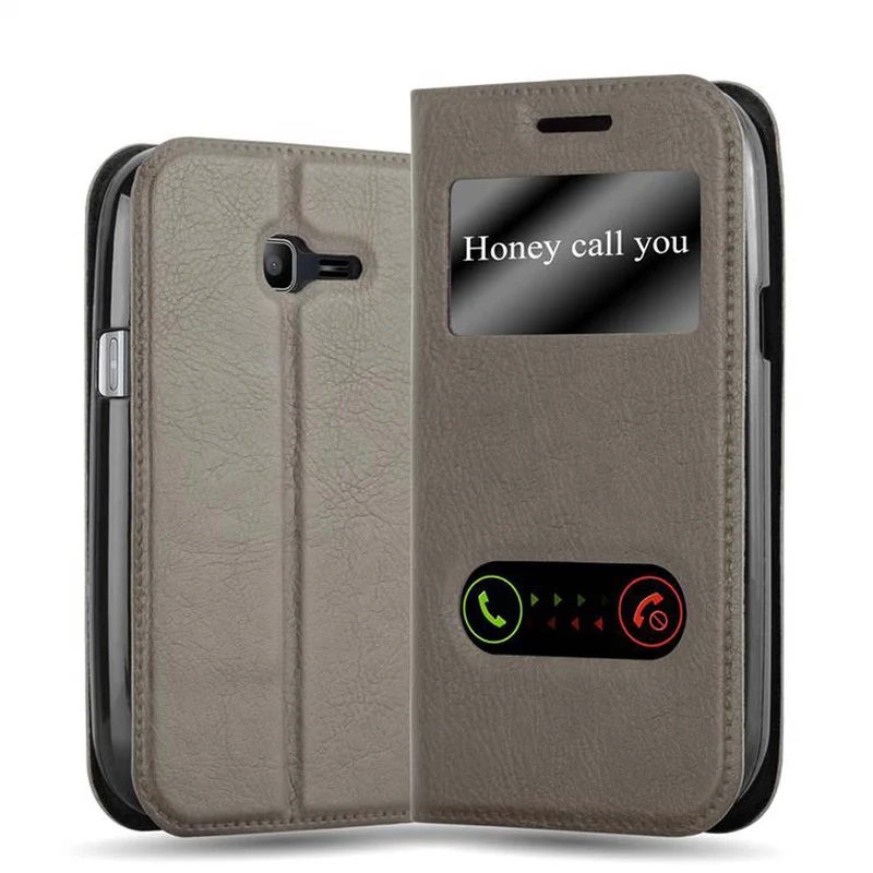 Cadorabo Hülle kompatibel mit Samsung Galaxy TREND LITE Schutzhülle mit Magnetverschluss, Standfunktion und 2 Sichtfenstern