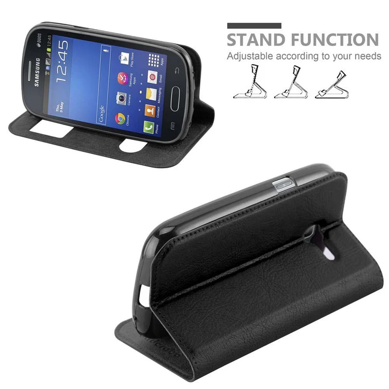 Cadorabo Hülle kompatibel mit Samsung Galaxy TREND LITE Schutzhülle mit Magnetverschluss, Standfunktion und 2 Sichtfenstern