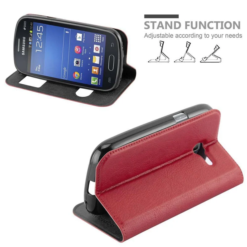 Cadorabo Hülle kompatibel mit Samsung Galaxy TREND LITE Schutzhülle mit Magnetverschluss, Standfunktion und 2 Sichtfenstern