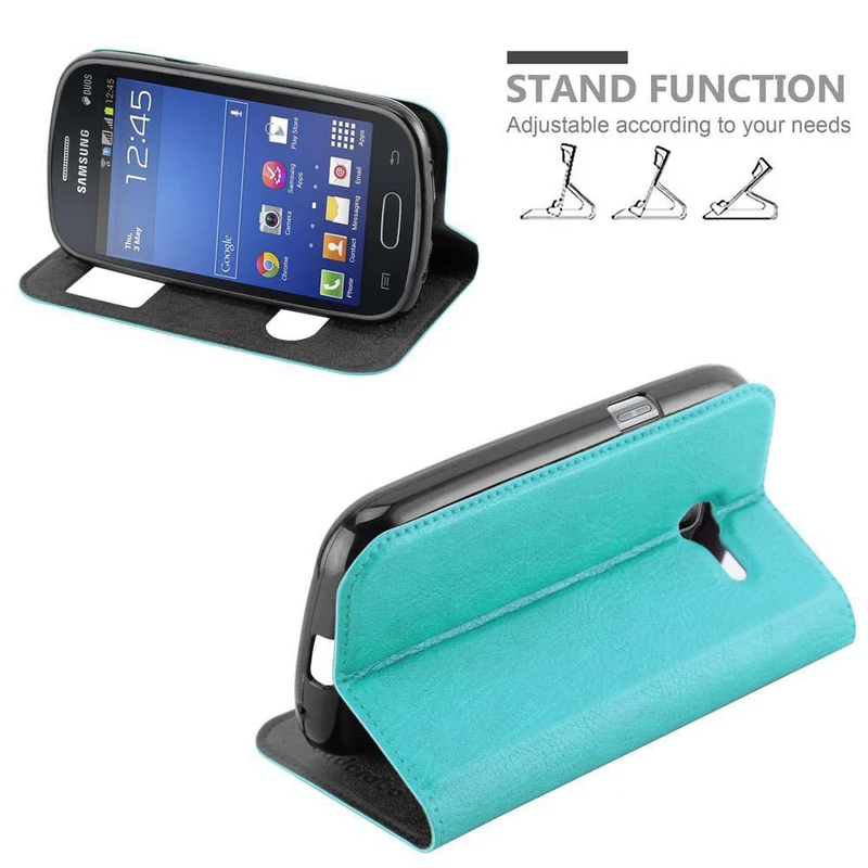 Cadorabo Hülle kompatibel mit Samsung Galaxy TREND LITE Schutzhülle mit Magnetverschluss, Standfunktion und 2 Sichtfenstern