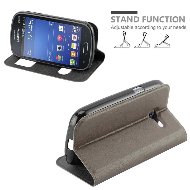 Cadorabo Hülle kompatibel mit Samsung Galaxy TREND LITE Schutzhülle mit Magnetverschluss, Standfunktion und 2 Sichtfenstern