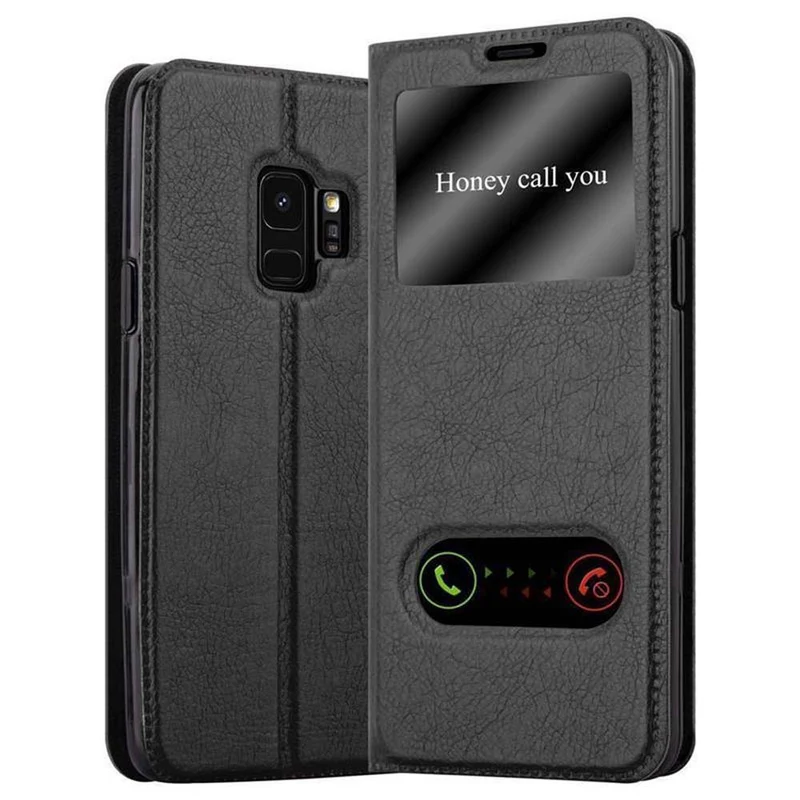 Cadorabo Hülle kompatibel mit Samsung Galaxy S9 Schutzhülle mit Magnetverschluss, Standfunktion und 2 Sichtfenstern