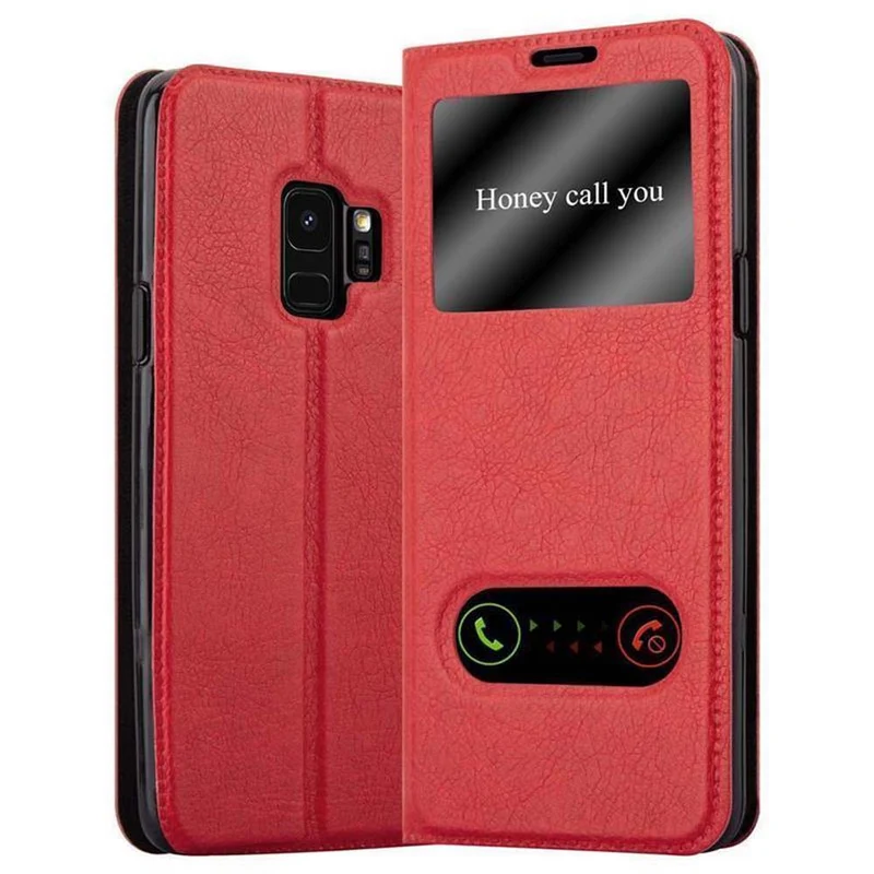 Cadorabo Hülle kompatibel mit Samsung Galaxy S9 Schutzhülle mit Magnetverschluss, Standfunktion und 2 Sichtfenstern