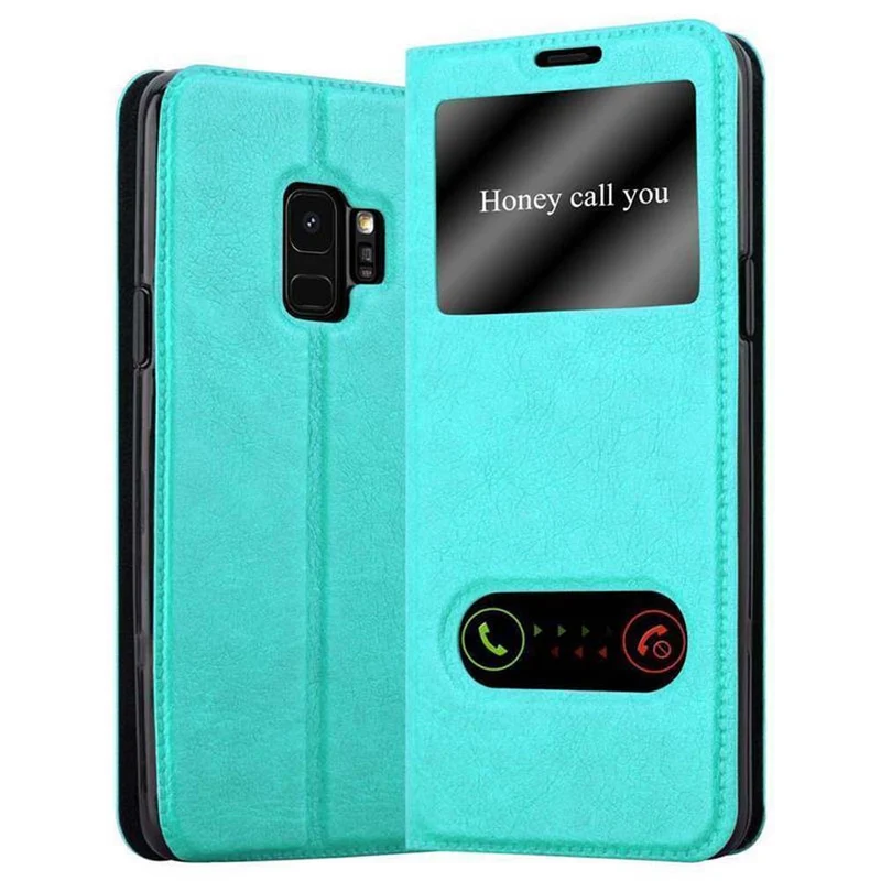 Cadorabo Hülle kompatibel mit Samsung Galaxy S9 Schutzhülle mit Magnetverschluss, Standfunktion und 2 Sichtfenstern