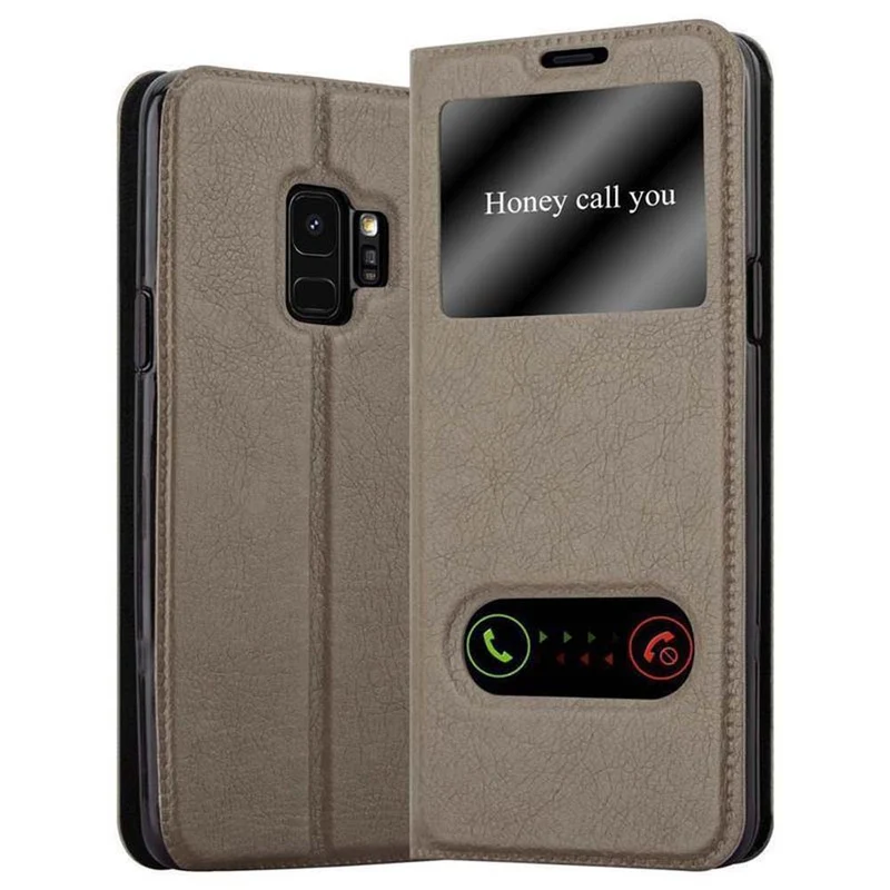 Cadorabo Hülle kompatibel mit Samsung Galaxy S9 Schutzhülle mit Magnetverschluss, Standfunktion und 2 Sichtfenstern