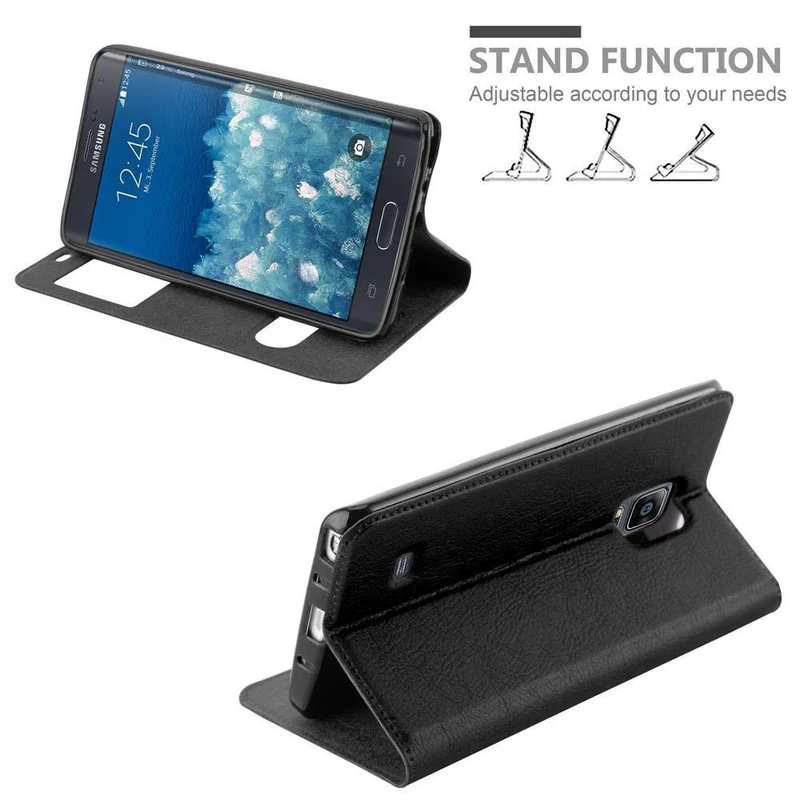 Cadorabo Hülle kompatibel mit Samsung Galaxy NOTE EDGE Schutzhülle mit Magnetverschluss, Standfunktion und 2 Sichtfenstern