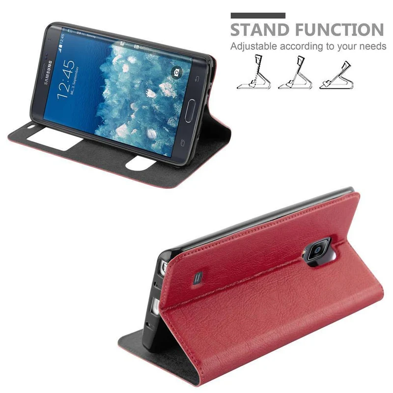 Cadorabo Hülle kompatibel mit Samsung Galaxy NOTE EDGE Schutzhülle mit Magnetverschluss, Standfunktion und 2 Sichtfenstern