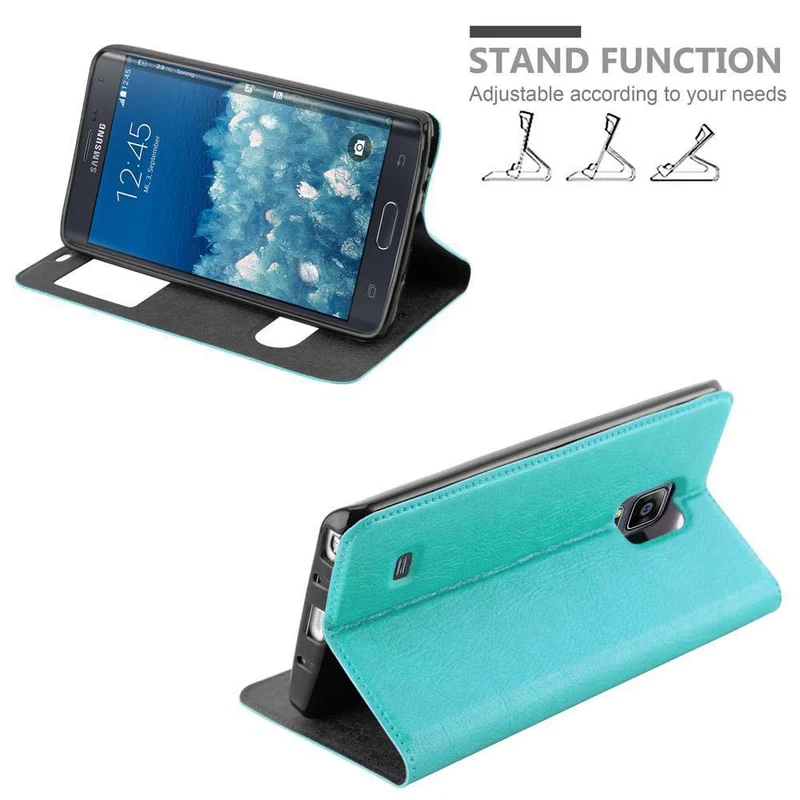 Cadorabo Hülle kompatibel mit Samsung Galaxy NOTE EDGE Schutzhülle mit Magnetverschluss, Standfunktion und 2 Sichtfenstern