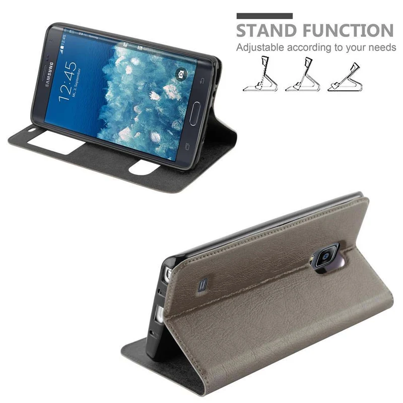 Cadorabo Hülle kompatibel mit Samsung Galaxy NOTE EDGE Schutzhülle mit Magnetverschluss, Standfunktion und 2 Sichtfenstern