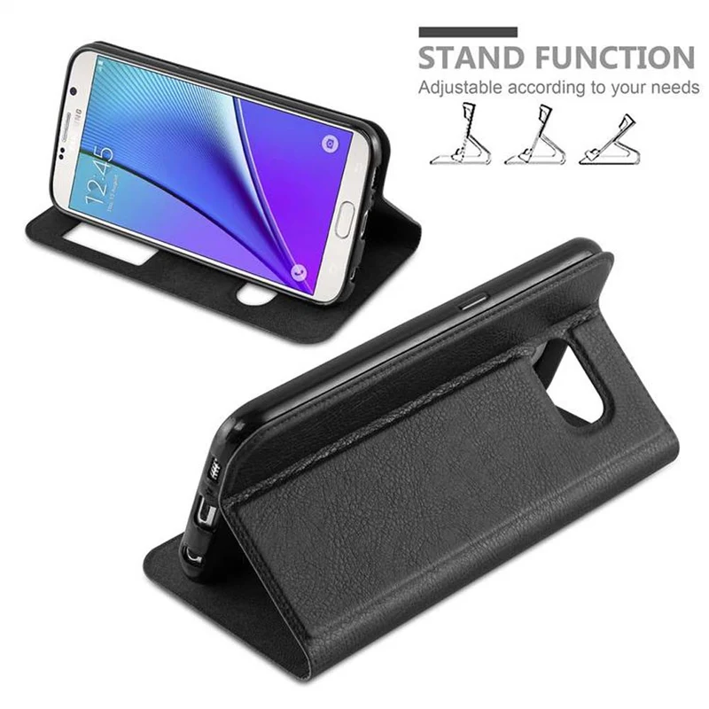 Cadorabo Hülle kompatibel mit Samsung Galaxy NOTE 5 Schutzhülle mit Magnetverschluss, Standfunktion und 2 Sichtfenstern