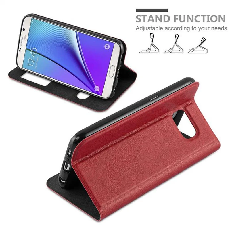 Cadorabo Hülle kompatibel mit Samsung Galaxy NOTE 5 Schutzhülle mit Magnetverschluss, Standfunktion und 2 Sichtfenstern