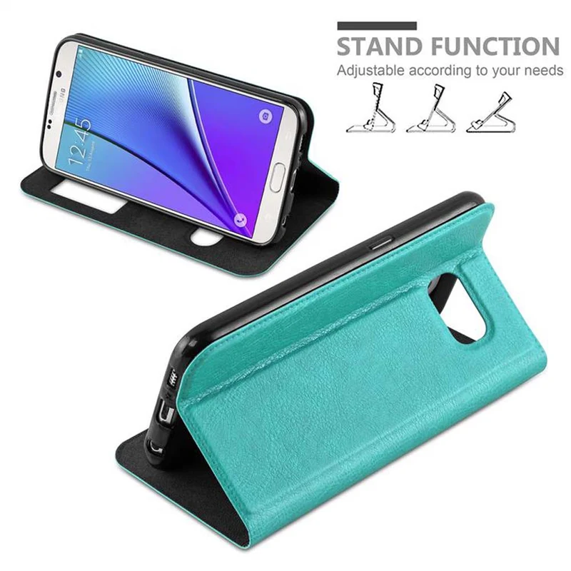 Cadorabo Hülle kompatibel mit Samsung Galaxy NOTE 5 Schutzhülle mit Magnetverschluss, Standfunktion und 2 Sichtfenstern