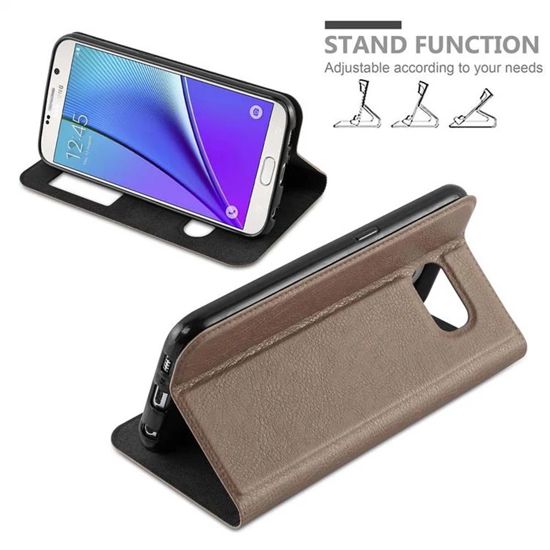 Cadorabo Hülle kompatibel mit Samsung Galaxy NOTE 5 Schutzhülle mit Magnetverschluss, Standfunktion und 2 Sichtfenstern