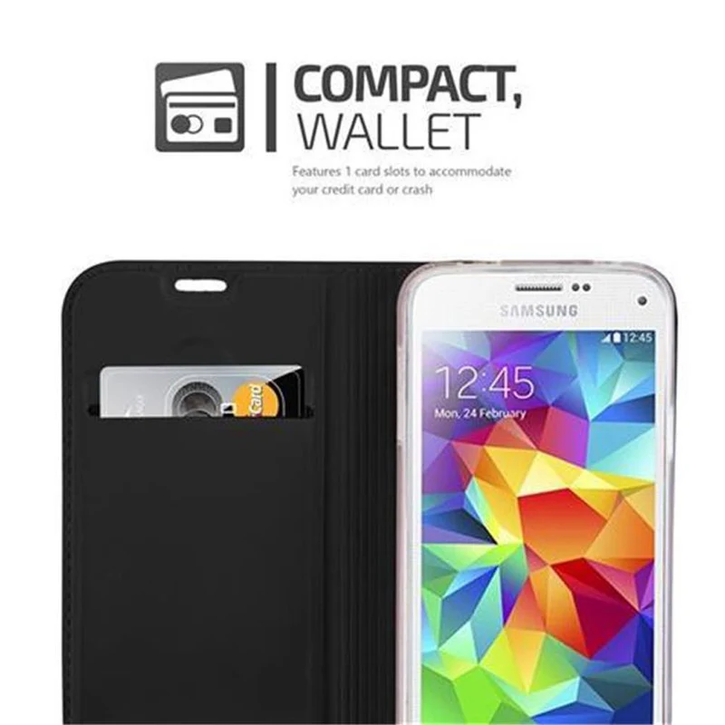 Cadorabo Hülle kompatibel mit Samsung Galaxy S5 MINI / S5 MINI DUOS Schutzhülle mit Magnetverschluss, Standfunktion und Kartenfach