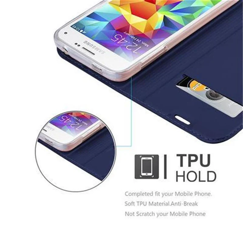 Cadorabo Hülle kompatibel mit Samsung Galaxy S5 MINI / S5 MINI DUOS Schutzhülle mit Magnetverschluss, Standfunktion und Kartenfach