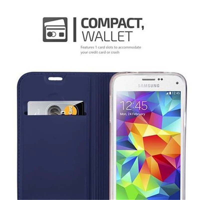 Cadorabo Hülle kompatibel mit Samsung Galaxy S5 MINI / S5 MINI DUOS Schutzhülle mit Magnetverschluss, Standfunktion und Kartenfach