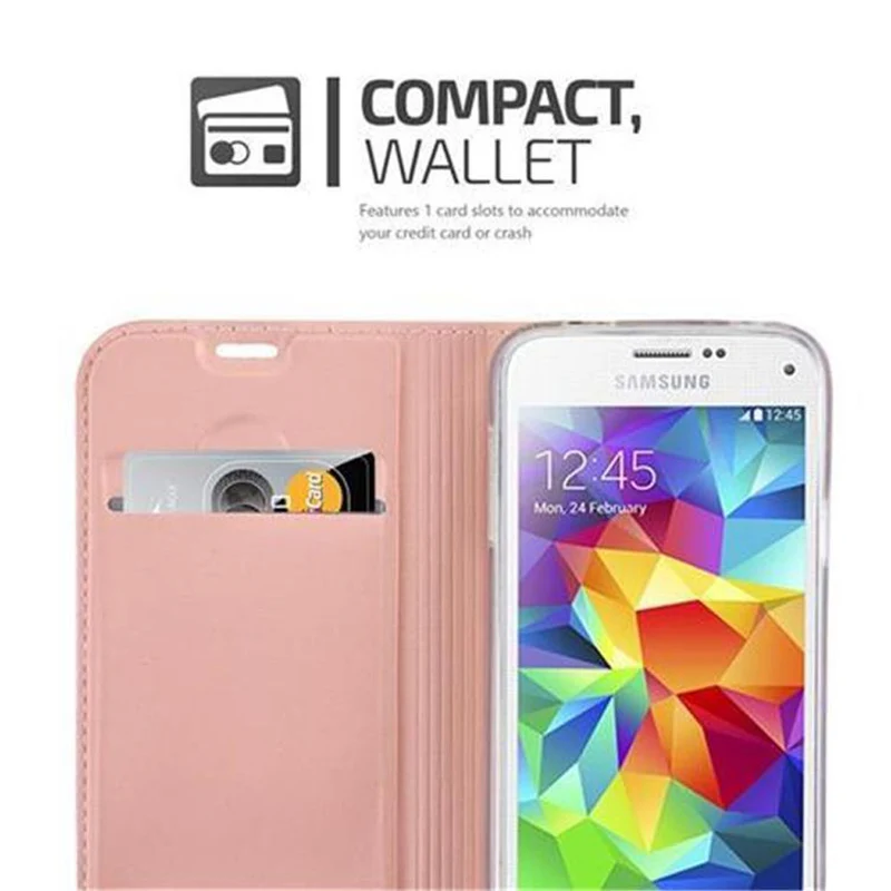 Cadorabo Hülle kompatibel mit Samsung Galaxy S5 MINI / S5 MINI DUOS Schutzhülle mit Magnetverschluss, Standfunktion und Kartenfach