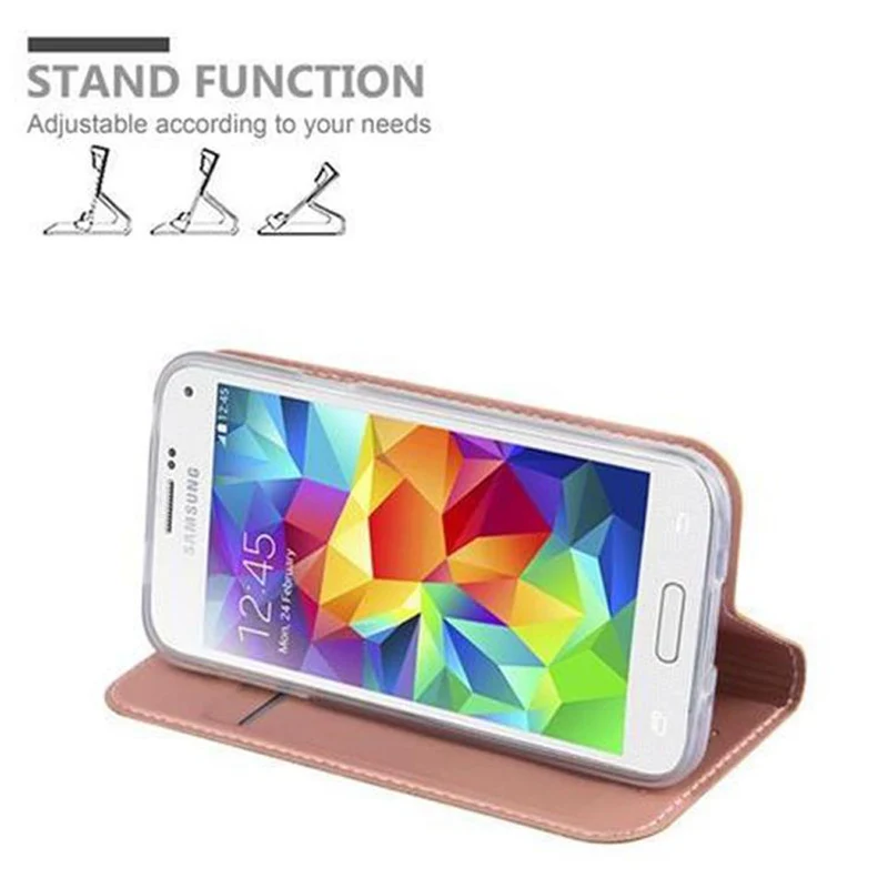 Cadorabo Hülle kompatibel mit Samsung Galaxy S5 MINI / S5 MINI DUOS Schutzhülle mit Magnetverschluss, Standfunktion und Kartenfach